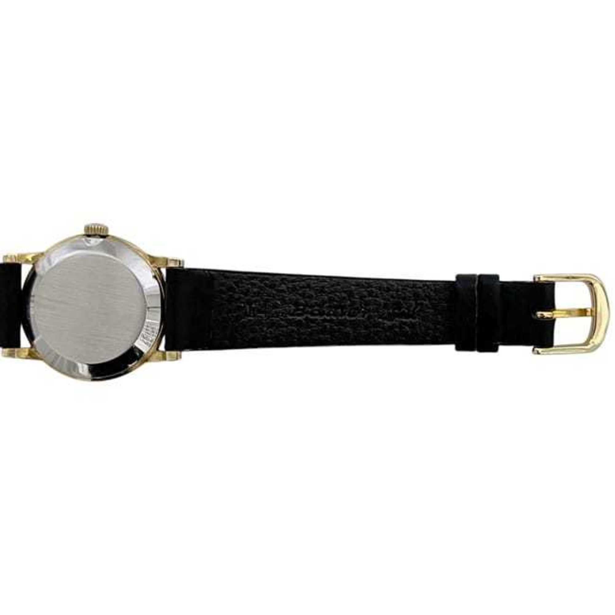 Omega De Ville Watch f-25030 Gold Black Women's SS Leather Manual Winding OMEGA Dial Analog Stainless Steel — Good