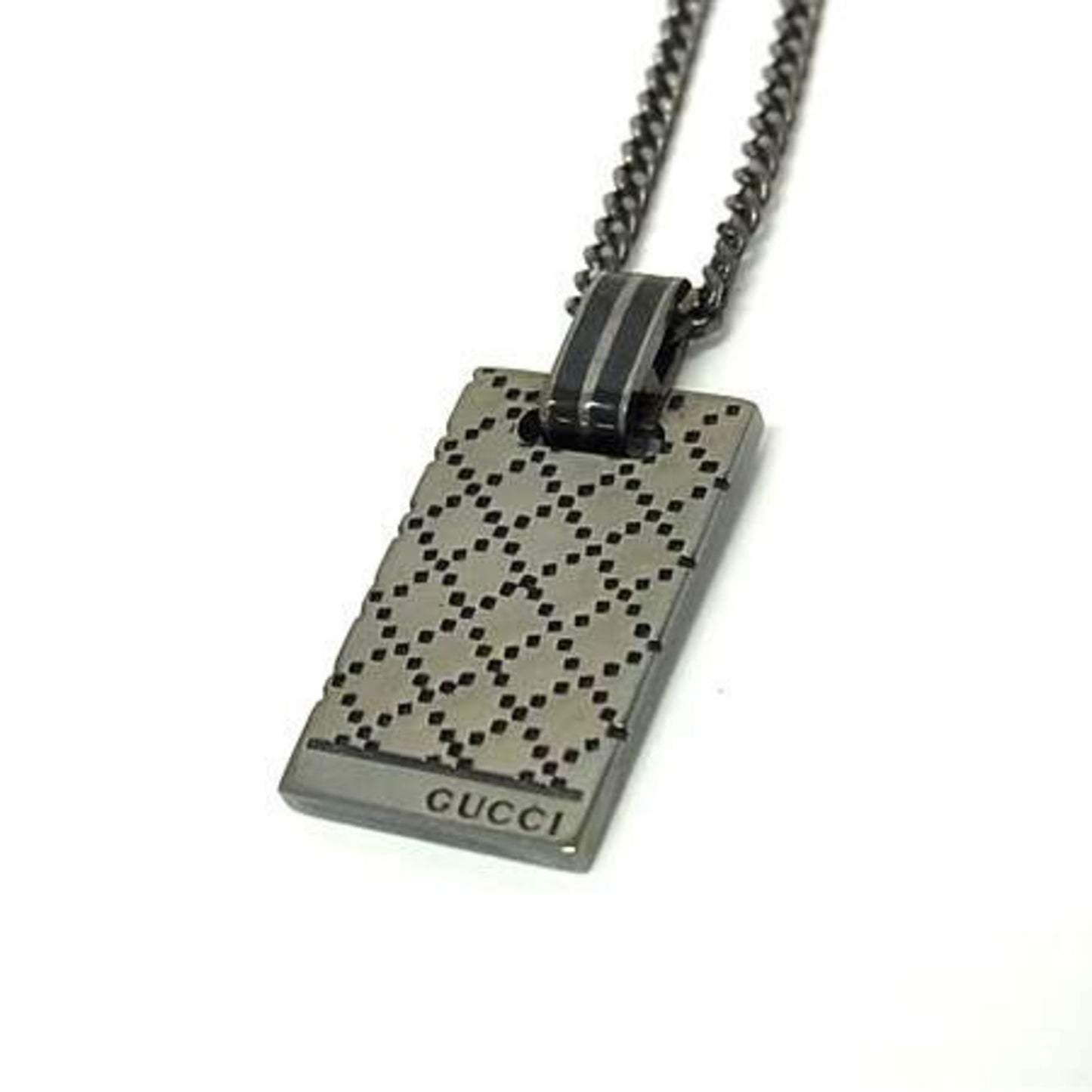 GUCCI Diamante Necklace 341899 Gunmetal Black SV925 for Men and Women