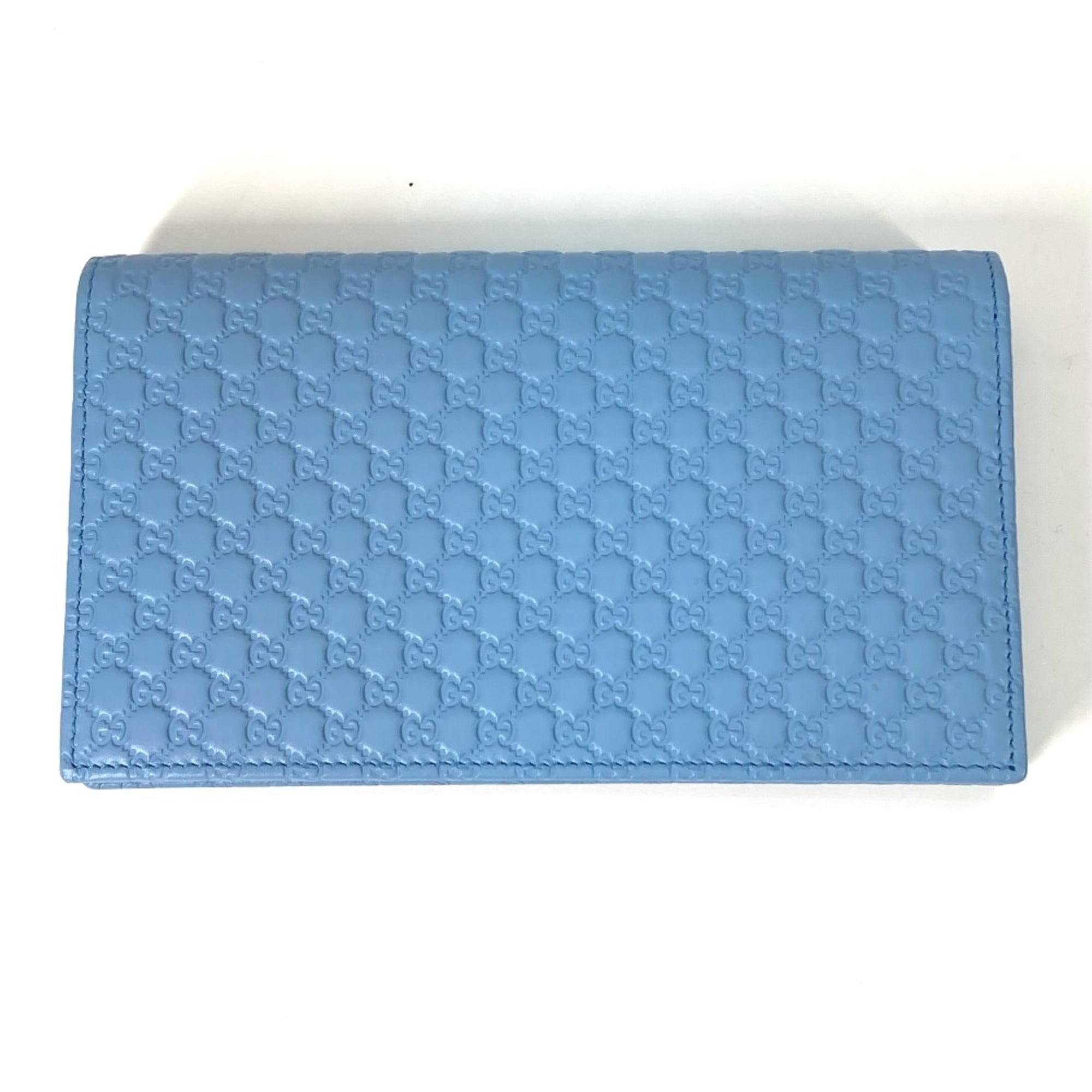Gucci 466507 Micro Guccissima Bifold Long Wallet Crossbody Bag 3WAY Shoulder Bag blue — Like New