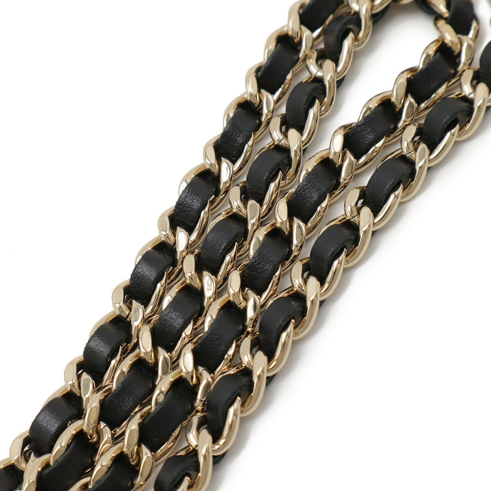 CHANEL Round Chain Shoulder Pochette in Houndstooth Tweed with Boa, Ivory and Black, AP0986 — Like New