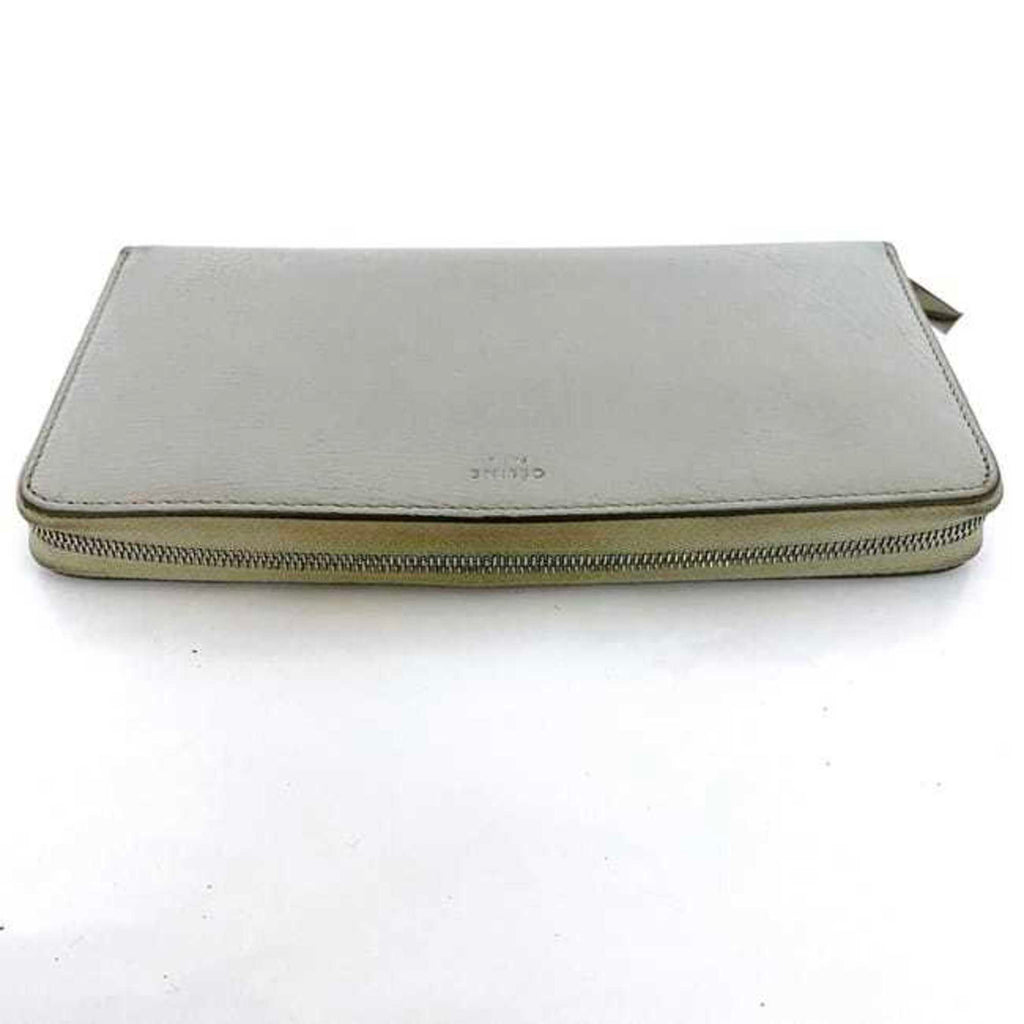 Celine Round Long Wallet Large Zip Multi-Function ec-22650 Gray 105003 Leather S-PG-3176 CELINE Women's