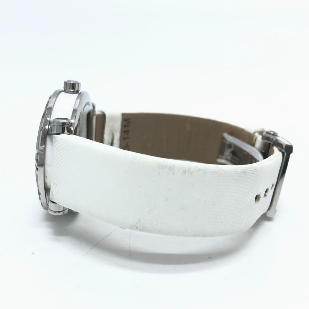 TIFFANY & Co. Z1300.11.11A20A41A White Ceramic Atlas Quartz Date Watch with Stainless Steel and Leather Strap, Silver — Good