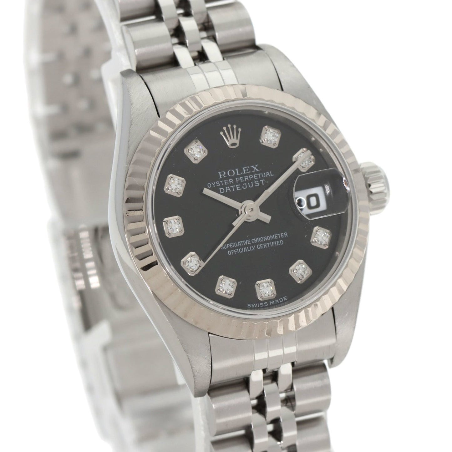 Rolex 79174G Datejust 10P Diamond Watch in Stainless Steel SS 18K White Gold for Women