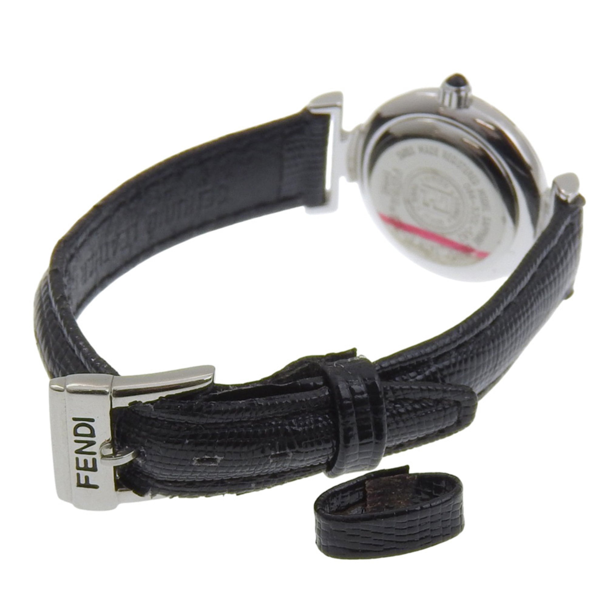Fendi FENDI watch 320L stainless steel x leather quartz analog black dial women's — Good