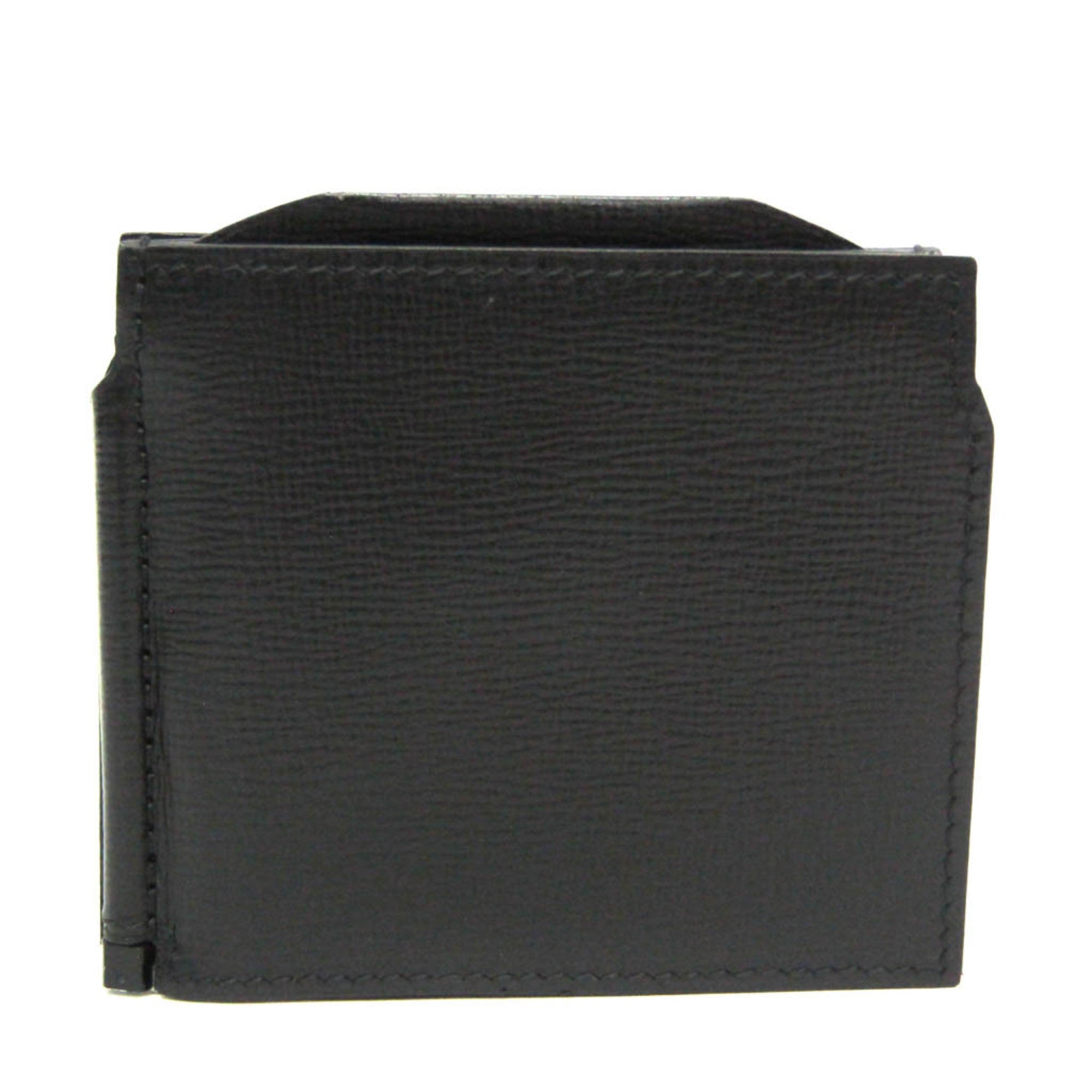 Valextra V0L54 Men's Leather Money Clip Black