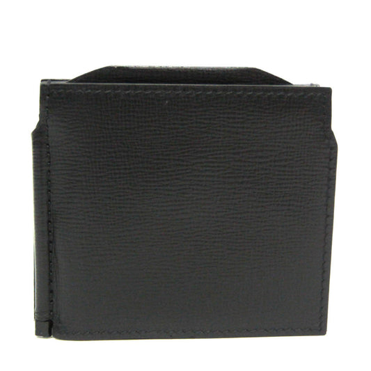 Valextra V0L54 Men's Leather Money Clip Black