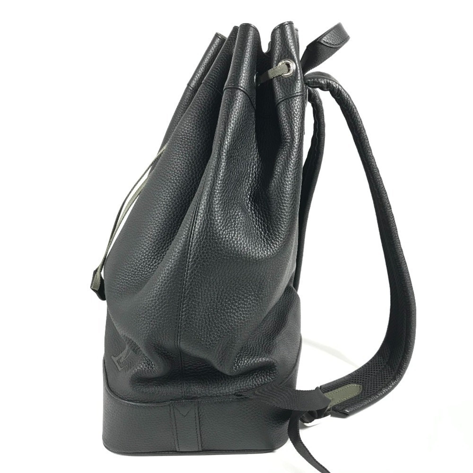 LOUIS VUITTON M55171 LV Logo Taurillon Noé Backpack Daypack Bag Drawstring Rucksack Leather Men's Women's Black — Like New