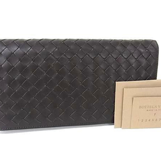 BOTTEGA VENETA Intrecciato Long Wallet 156819 Brown Leather Bifold for Men and Women