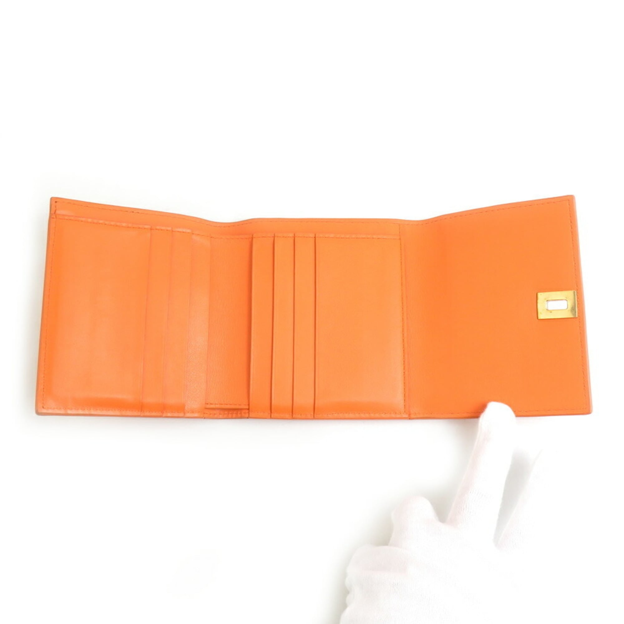 Bottega Veneta Bi-fold Wallet, Leather, Orange, Unisex, H31763a