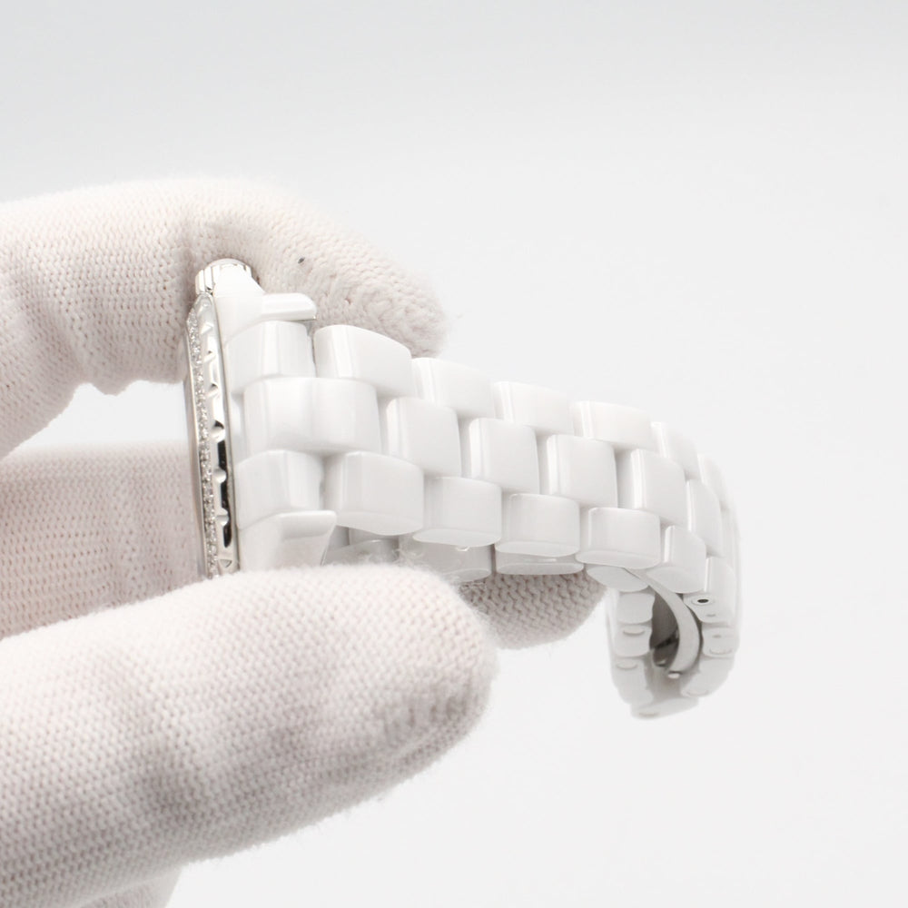 Chanel J12 Diamond Bezel 8-Diamond Watch, Ceramic, Diamond, Ladies, White, H3110 — Very Good
