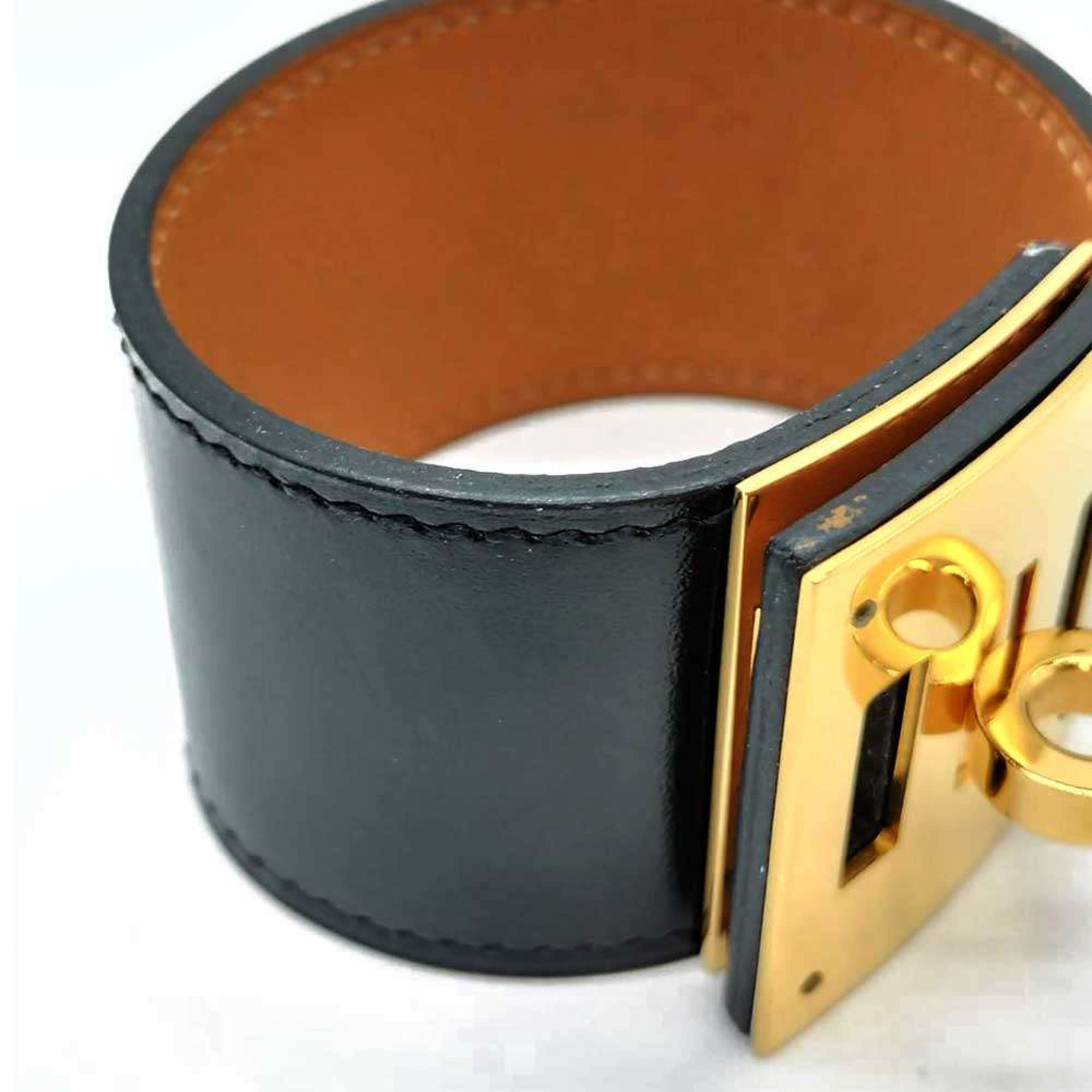 Hermes Hermès Kelly Dog Bangle Bracelet in Black Box Calf Leather