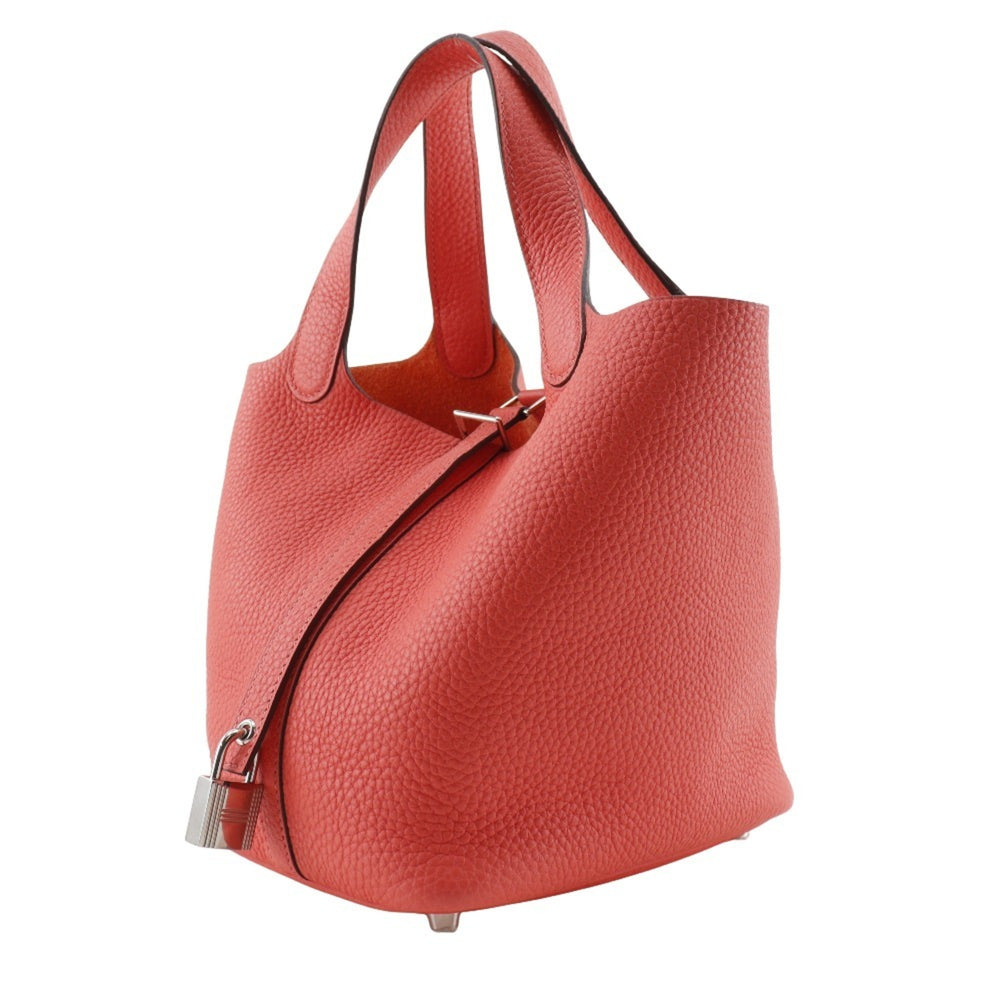 HERMES Picotin Lock 18 PM Handbag Taurillon Clemence Rose Texas 2020 Pink/Y Belt Clasp Loc18K Women's — Like New