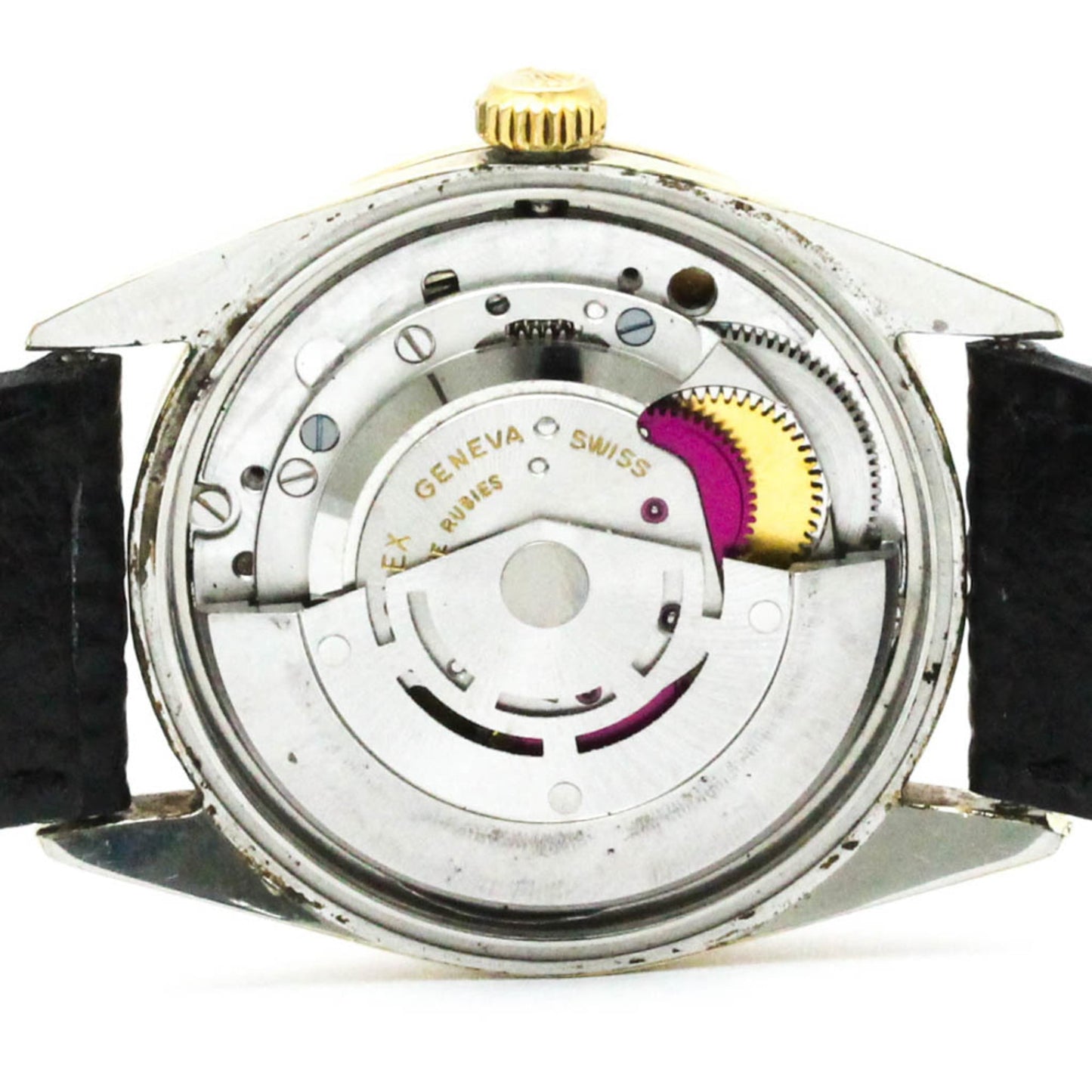 Vintage ROLEX Air King 5520 Gold Plated Leather Automatic Mens Watch BF571664