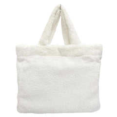 PRADA 1BG130 Terry Tote Bag, Triangle Logo, Large White/Black, Made in Italy, Women's, with Dust Bag — Like New