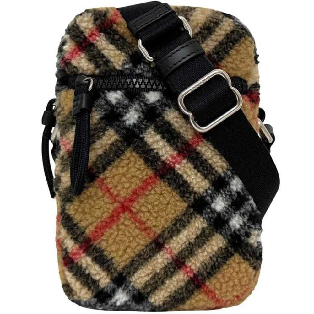 Burberry Vertical Mini Shoulder Bag (ec-24876) in Beige (Archive Beige) 8078299. Unused. Wool, leather, and fleece material. Crossbody bag Nova Check pattern — Like New