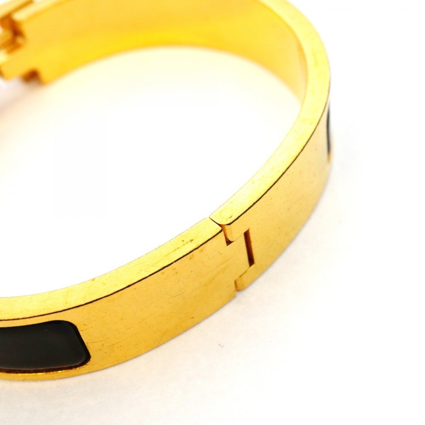 Hermes Click-Clack PM Bangle in GP-plated Gold and Black for Women