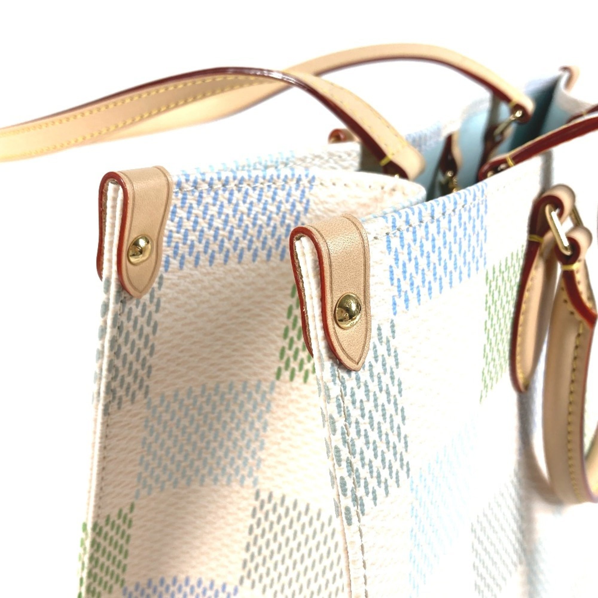 LOUIS VUITTON N40518 Pastel Damier On the Go MM Tote Bag Shoulder Handbag Canvas Women's Pistachio White OT-240704-3 — New - Store Return