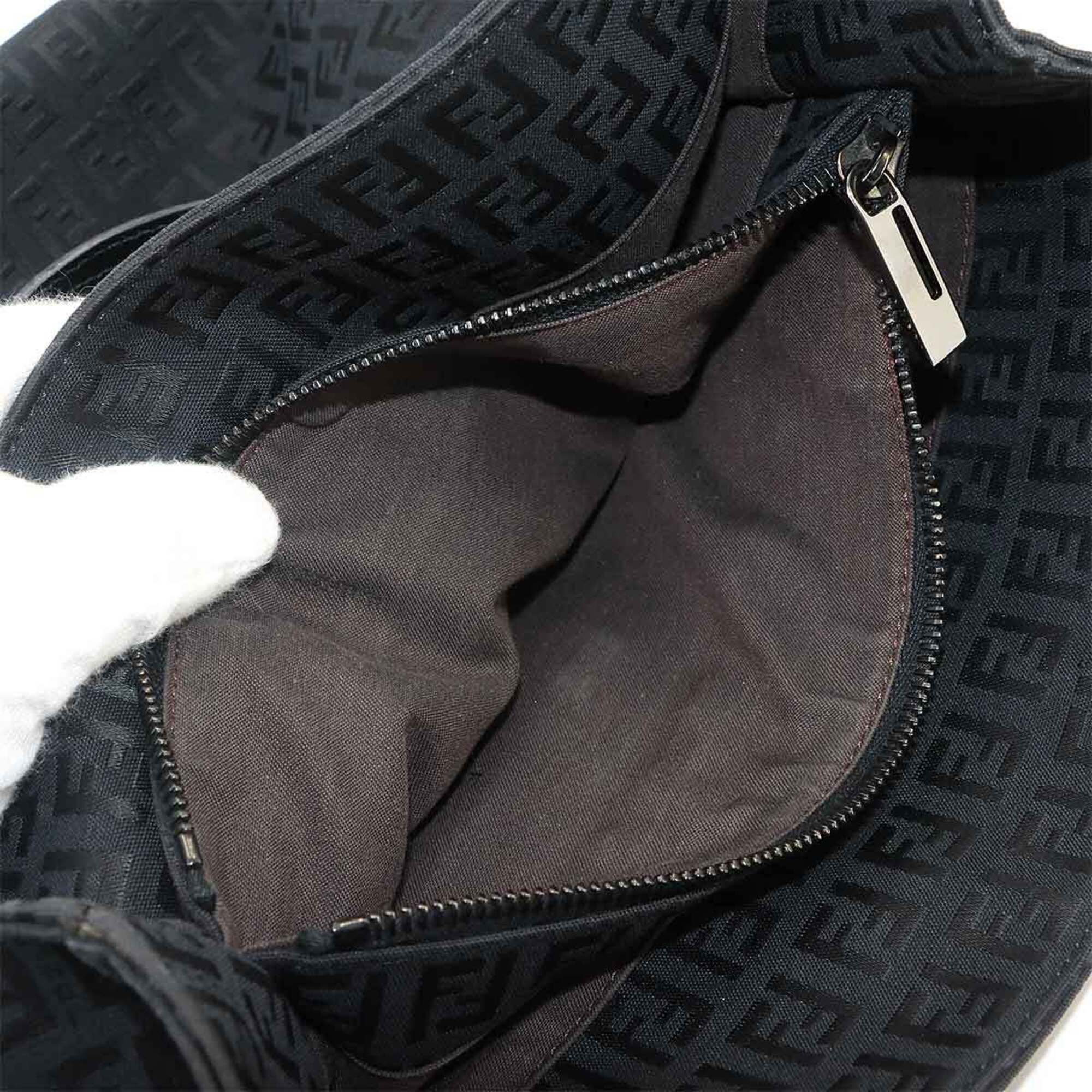 Fendi Zucchino Tote Handbag, Canvas and Leather, Black, 8BH133, Gunmetal Hardware — Like New