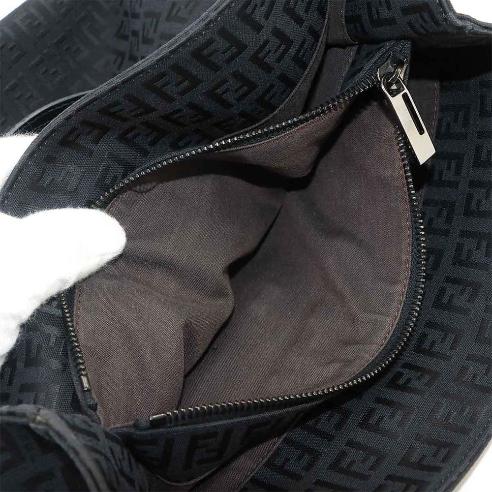 Fendi Zucchino Tote Handbag, Canvas and Leather, Black, 8BH133, Gunmetal Hardware — Like New