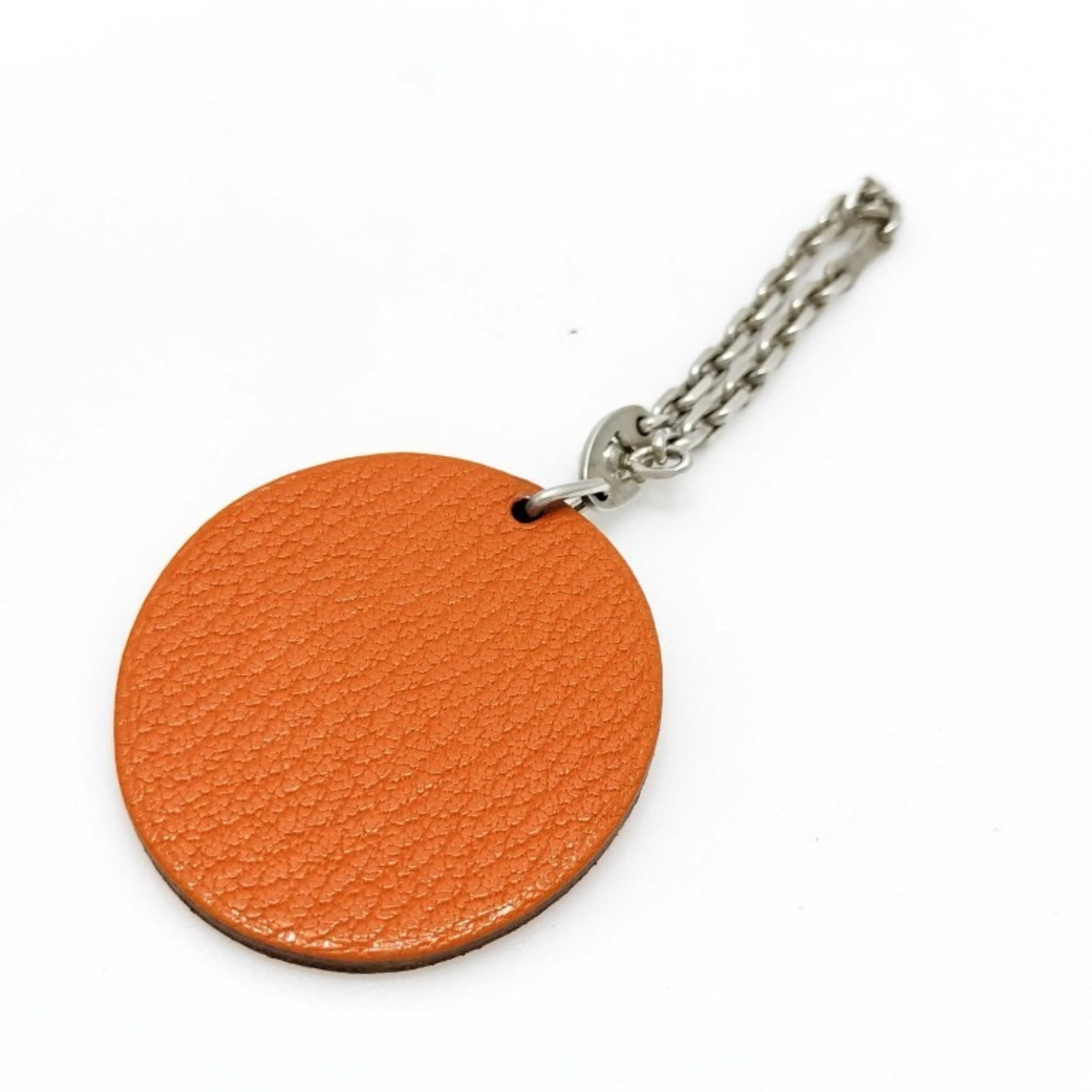 HERMES Hermès bag charm, fruit orange, silver, leather, SV925, for men and women, orange