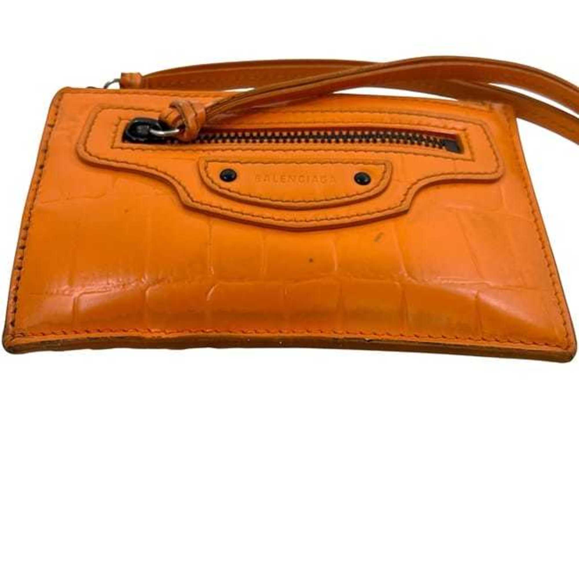 Balenciaga Neo Classic Coin Case ec-24249 Orange 640110 Leather Purse 7507 U 568148 BALENCIAGA Mini Wallet for Men and Women