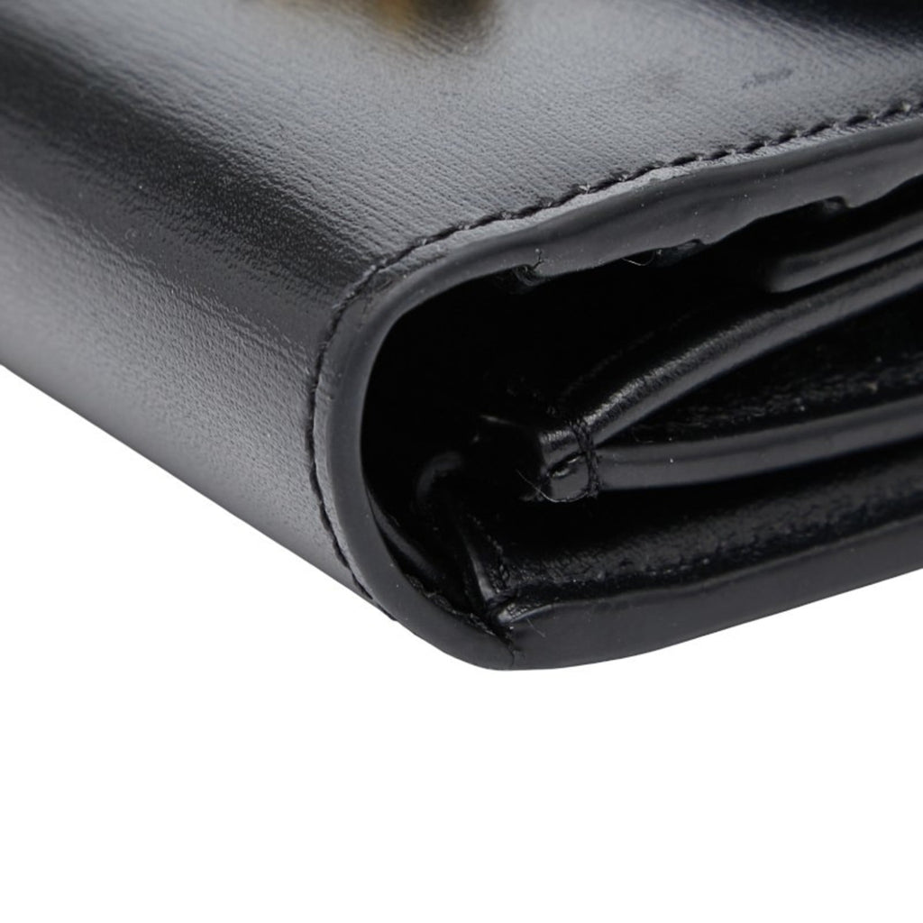 Celine Triomphe Tri-fold Wallet Black Leather Women's CELINE