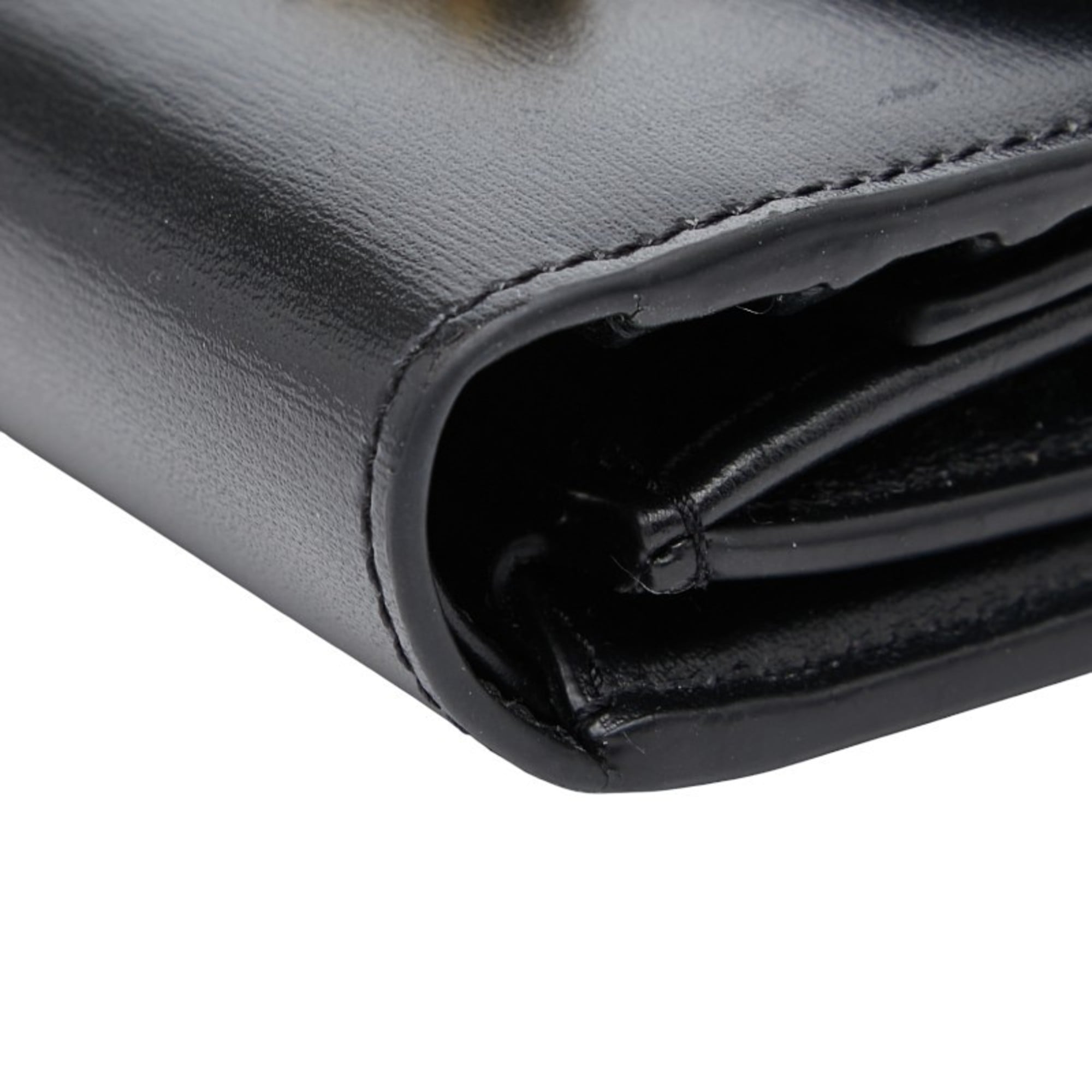 Celine Triomphe Tri-fold Wallet Black Leather Women's CELINE