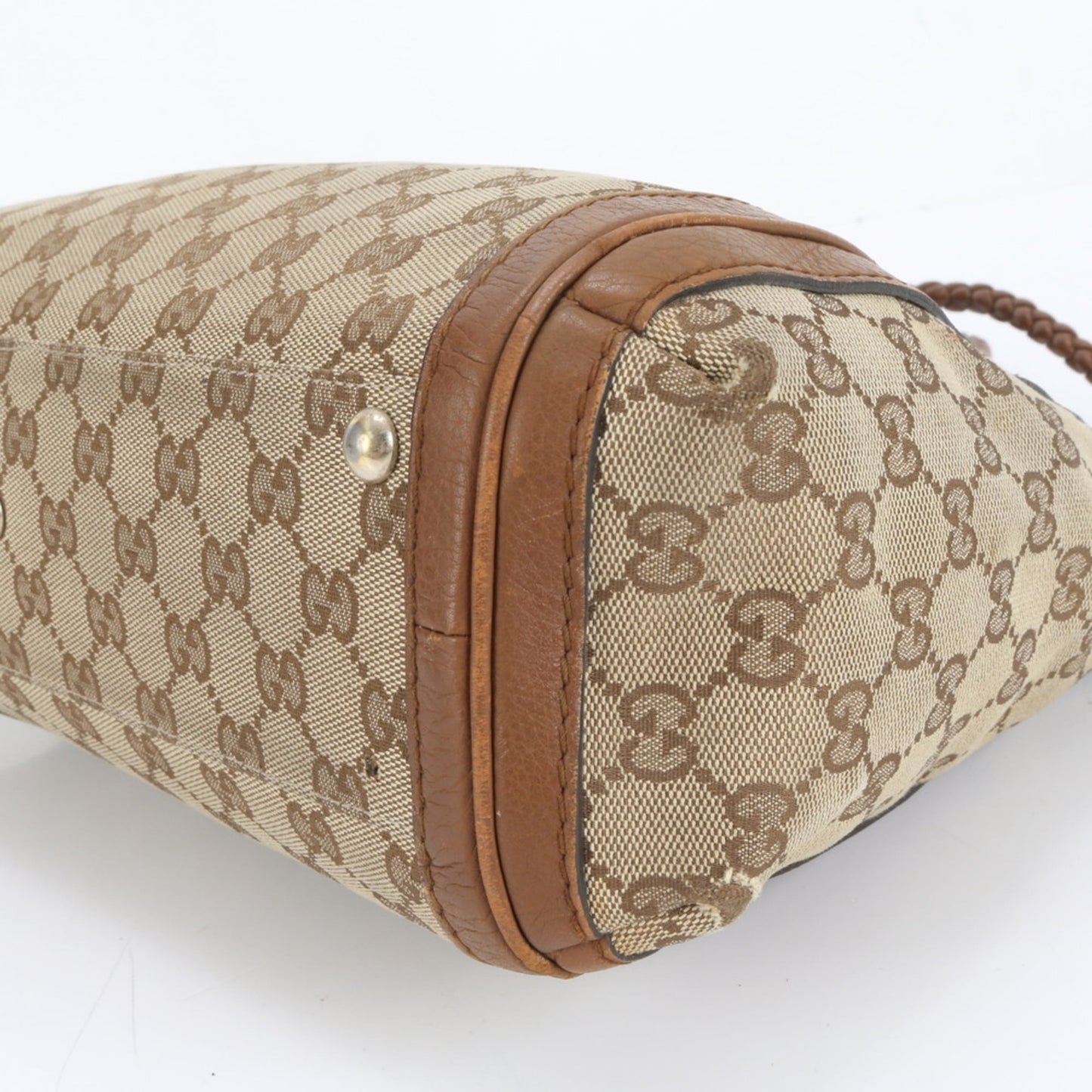 Gucci GG Canvas Bella Bamboo Ribbon Tassel Leather Tote Bag (282300) Women's