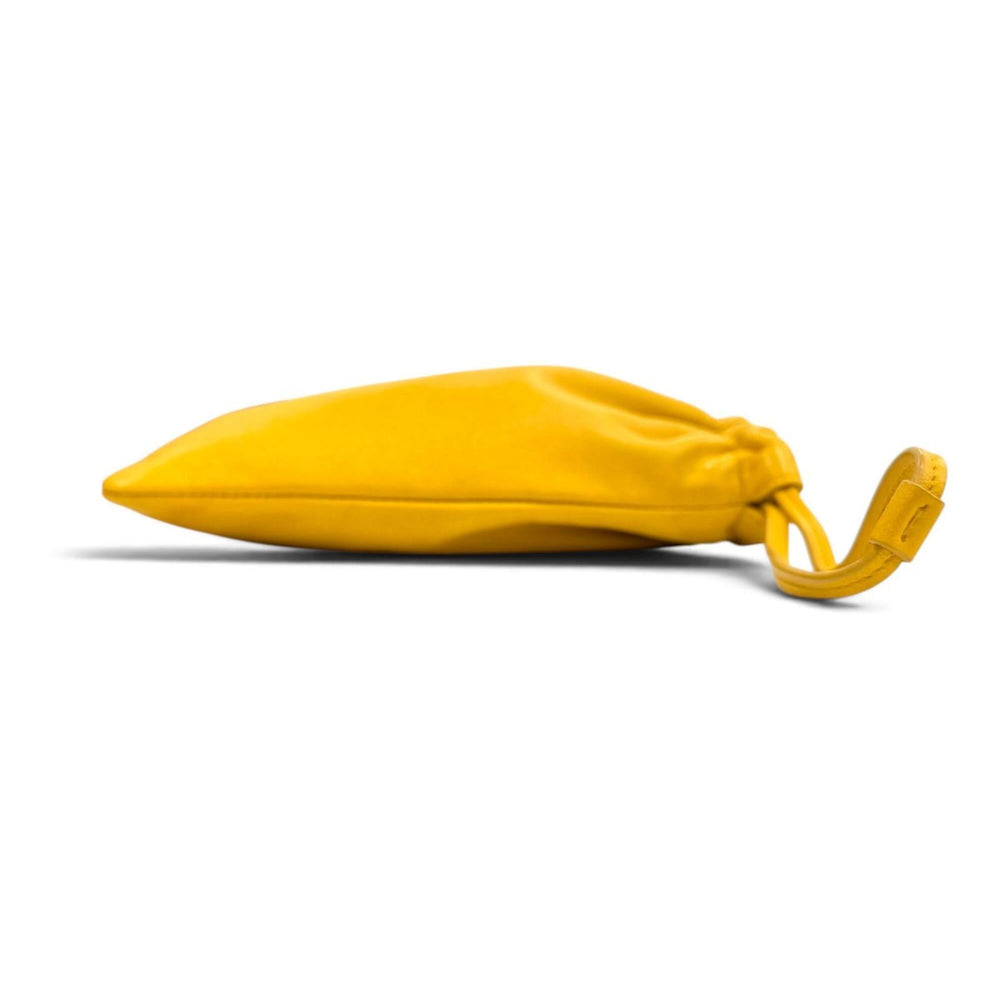 Yves Saint Laurent SAINT LAURENT PARIS 640714 Drawstring Leather Chain Shoulder Bag, Yellow, Made in Italy, Women's, with Dust Bag — Like New