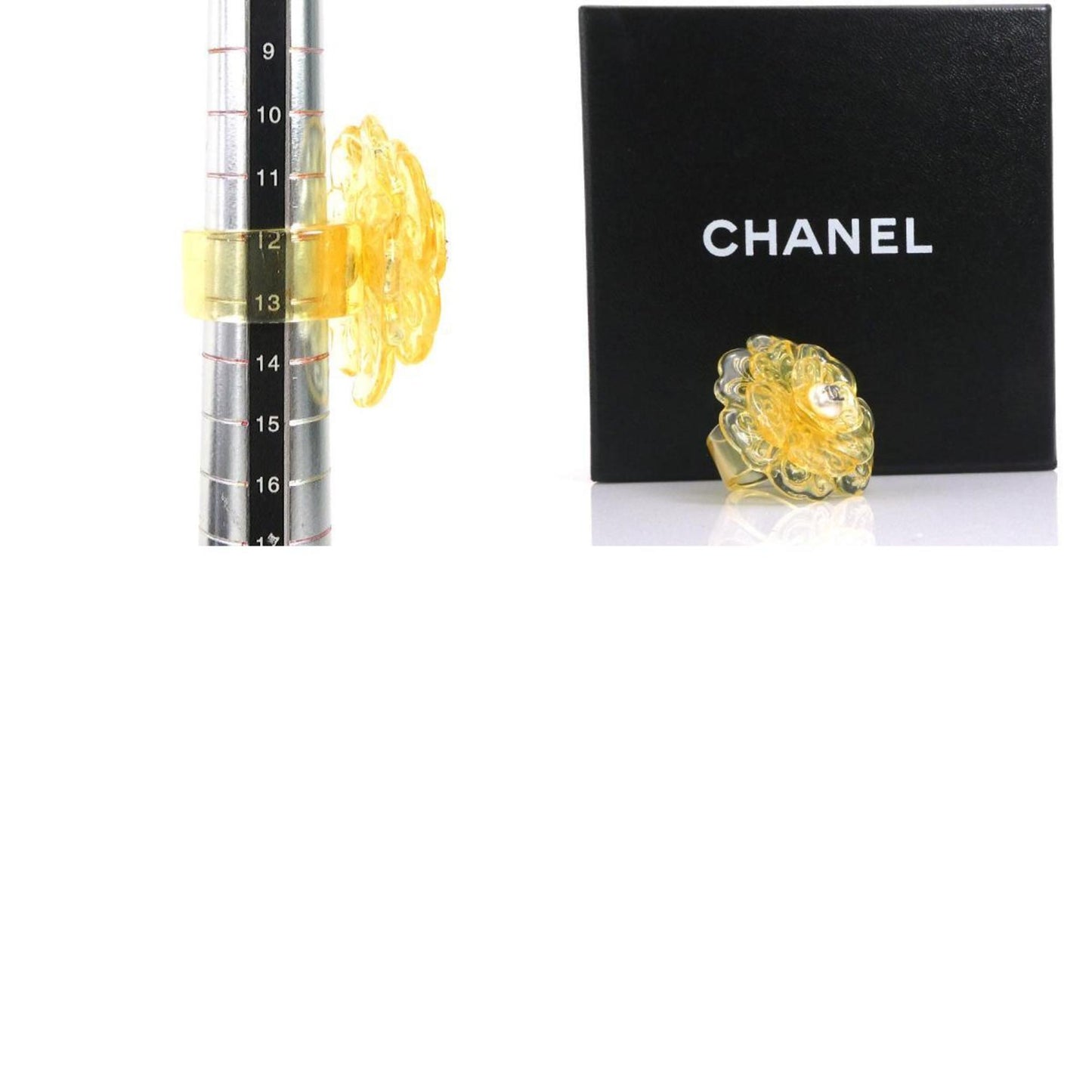 CHANEL Ring, Resin/Faux Pearl, Clear, Women's, Size 12, H30248F