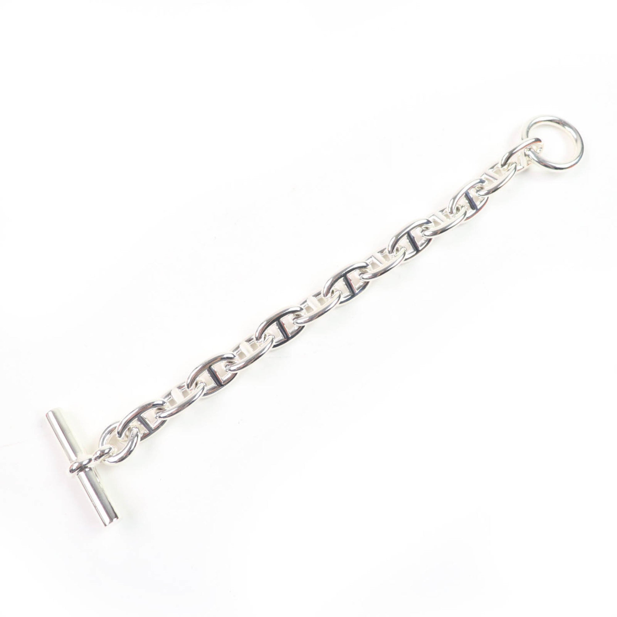 HERMES 2024 Chaine d'Ancre MM AG925 13-link bangle bracelet in silver, with box and case, weighs 49.8g, for women — Like New