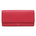 Celine Bicolor Large Flap Multifunction Women's  Calfskin Long Wallet (bi-fold) Gray,Pink Red