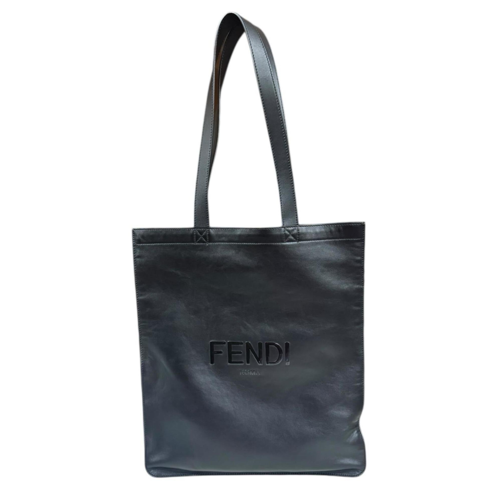 Fendi Flat Bag Tote Leather 7VA538 Black Men's FENDI