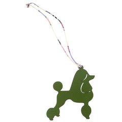Hermes Petit H Toy Poodle Leather Brown Green Accessory Bag Charm 0194 HERMES — Like New