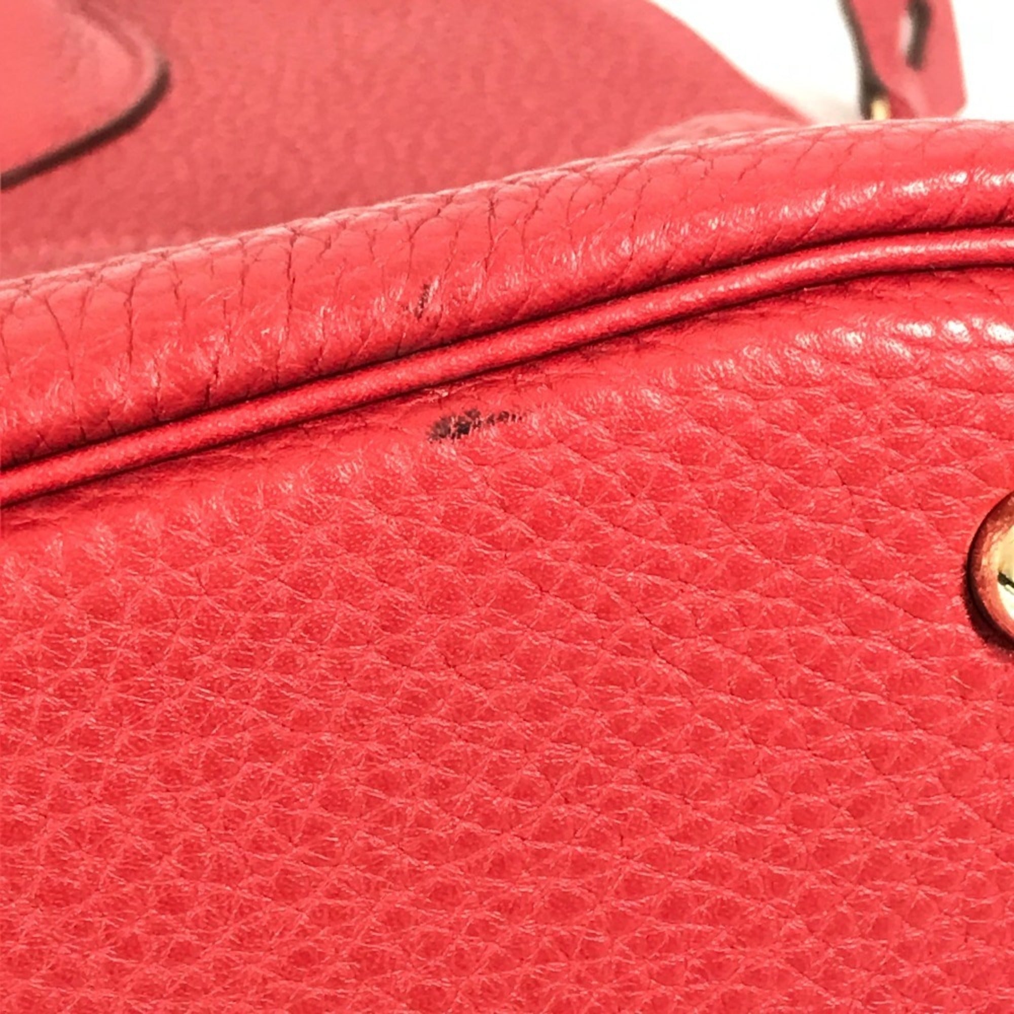 HERMES Bolide 35 2-Way Shoulder Bag, Tote Handbag, Taurillon Clemence Leather, Women's, Rouge Red