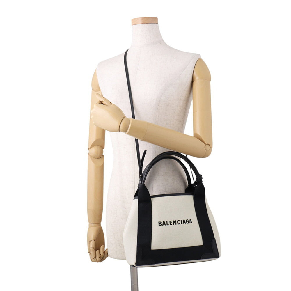 Balenciaga handbag Navy Cabas XS 390346 BALENCIAGA 2-way White Black — Like New