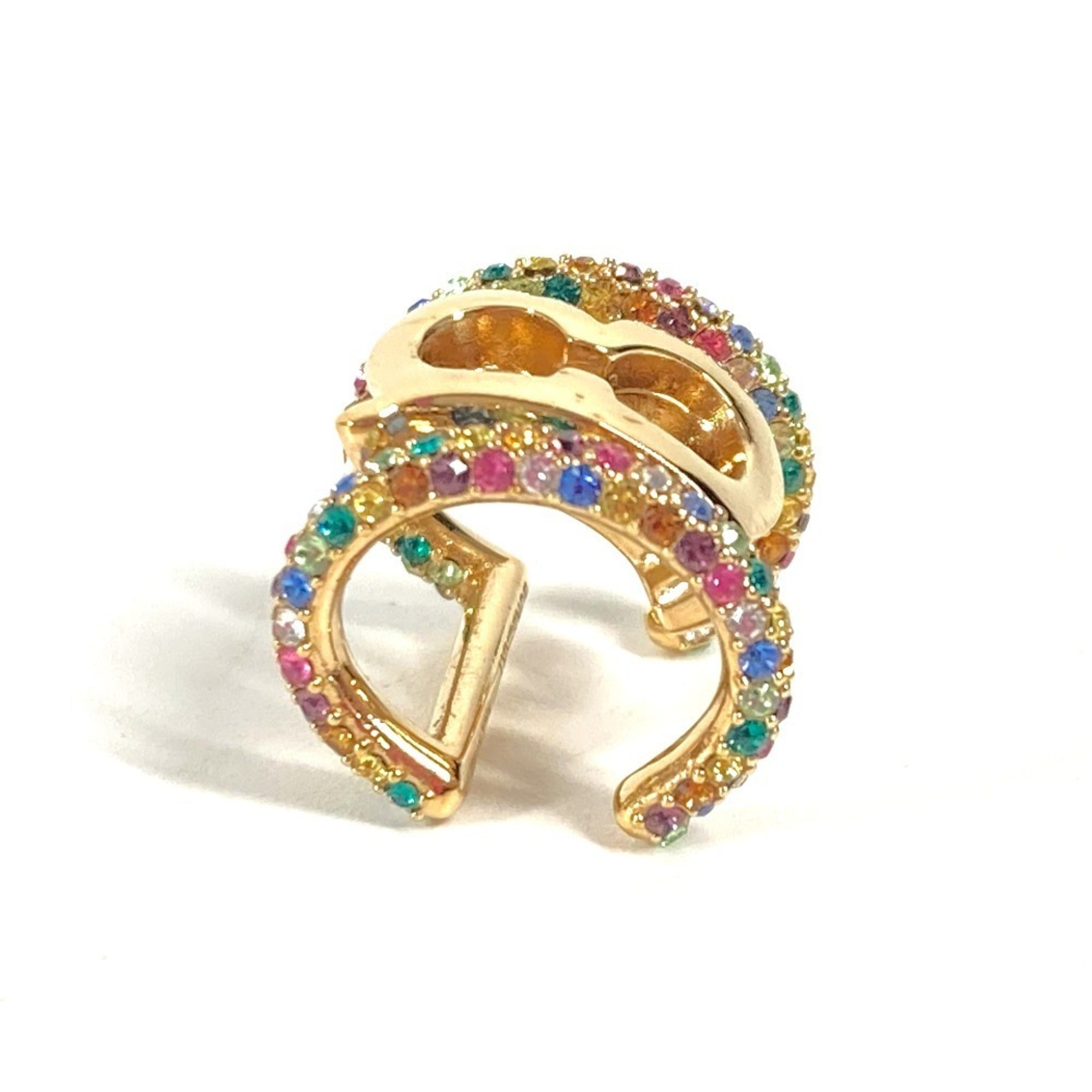 BURBERRY Burberry Logo Rhinestone Ear Cuff Accessory TB Rainbow Earrings Metal Men Women Gold