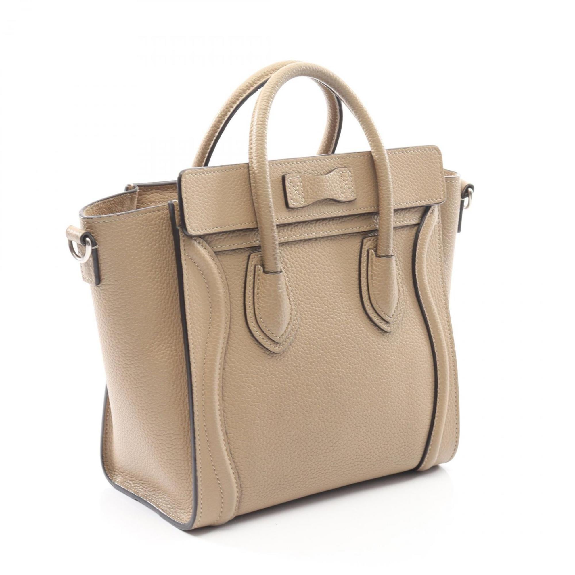 Celine Luggage Nano Shopper Handbag, Leather, Women's, Beige