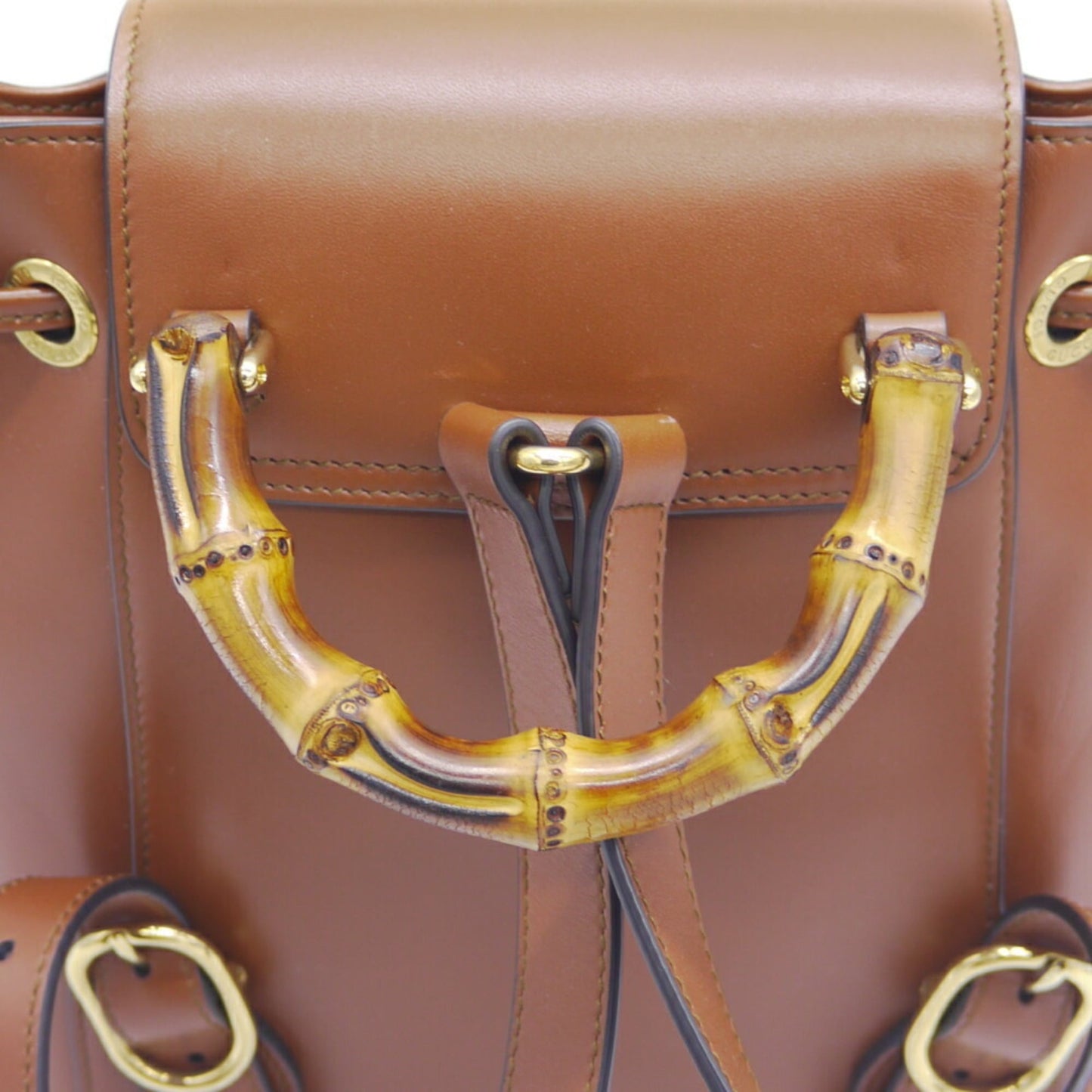 GUCCI Bamboo Backpack Brown Leather Rucksack 7102101 213317