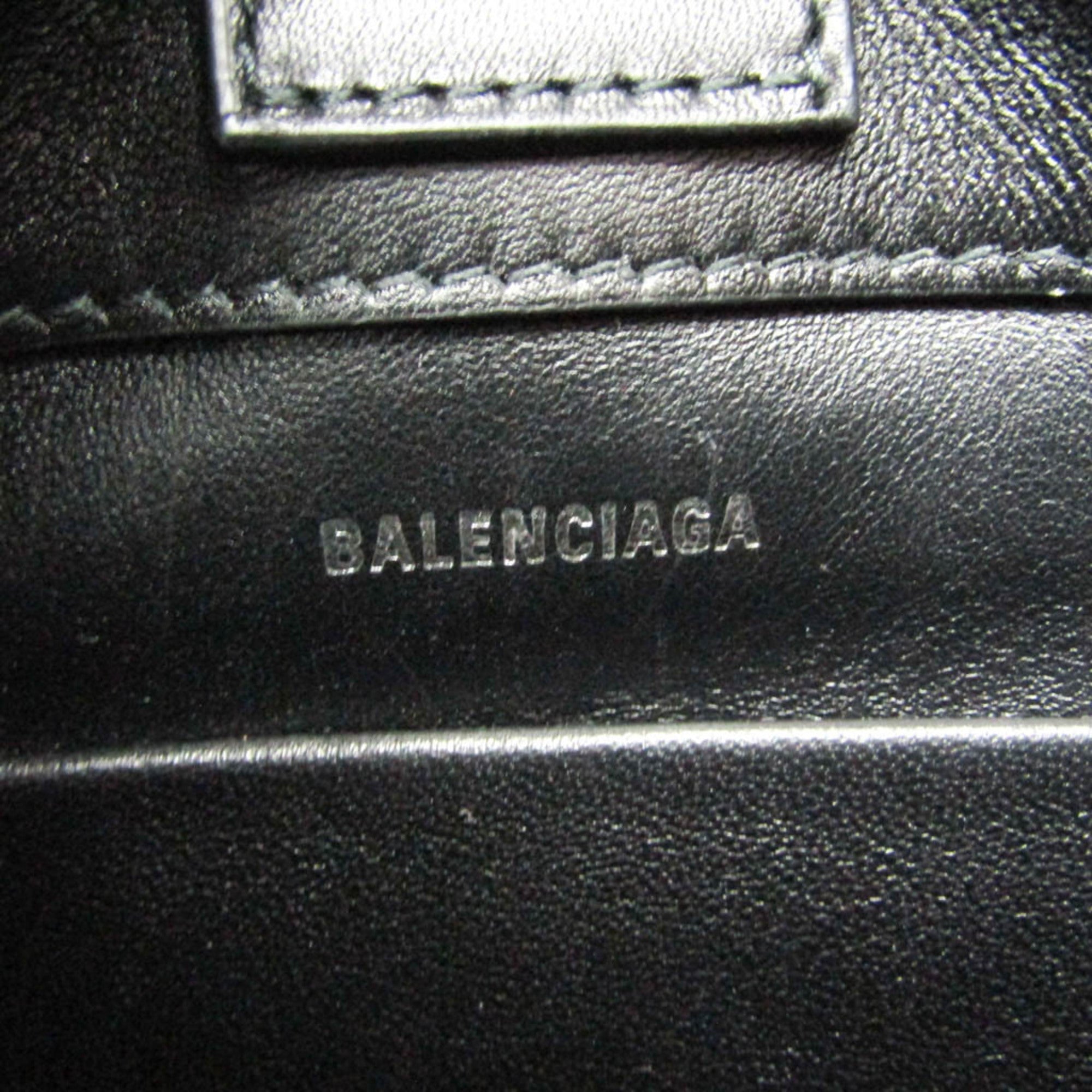 Balenciaga Everyday Phone Holder 596564 Women's Leather,Faux Fur Handbag,Shoulder Bag Black,White — Like New
