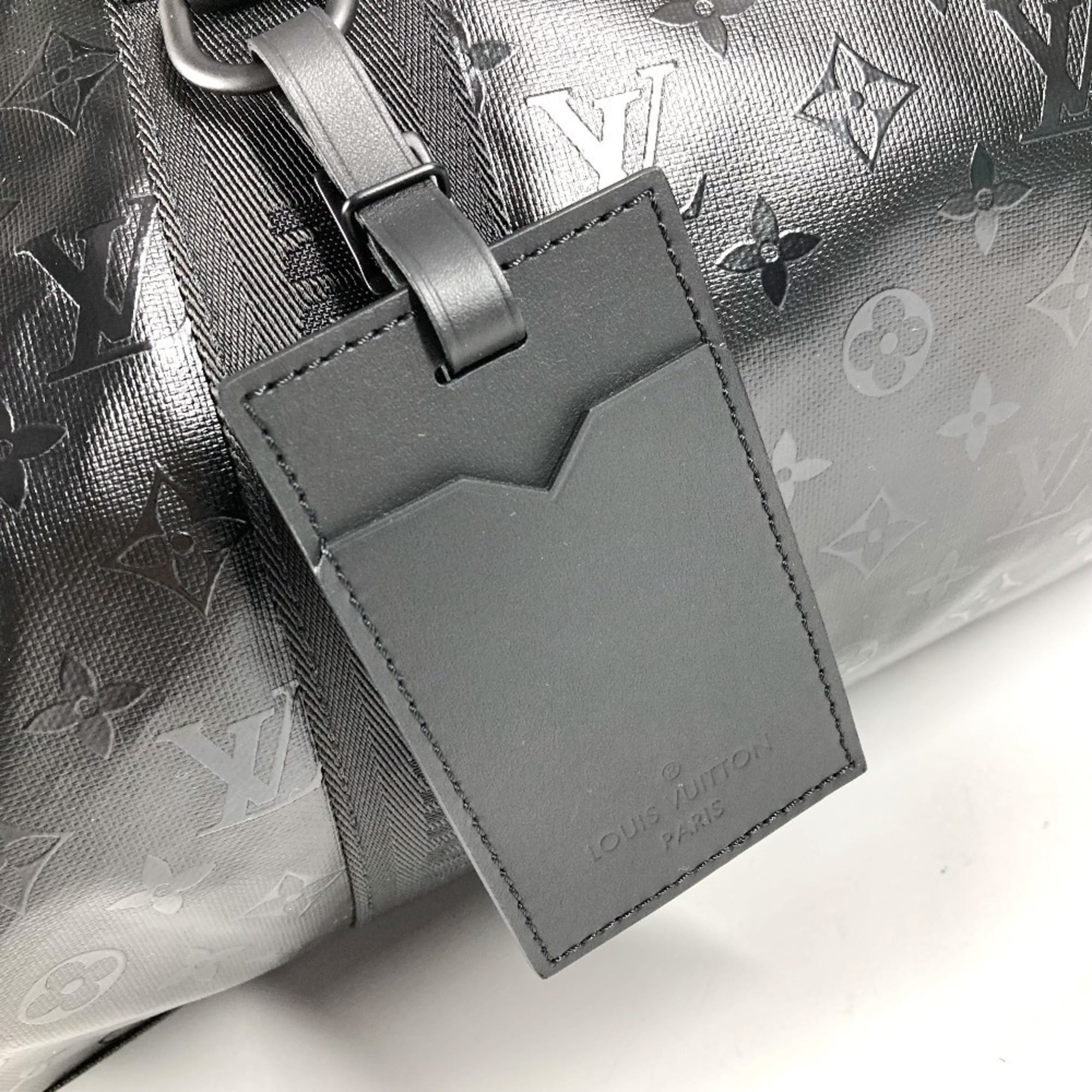LOUIS VUITTON M23786 LV SKI Monogram Storm Keepall 55 Travel Bag, 2-Way Shoulder Bag/Boston Leather, Men's/Women's, Black, Like New — Like New
