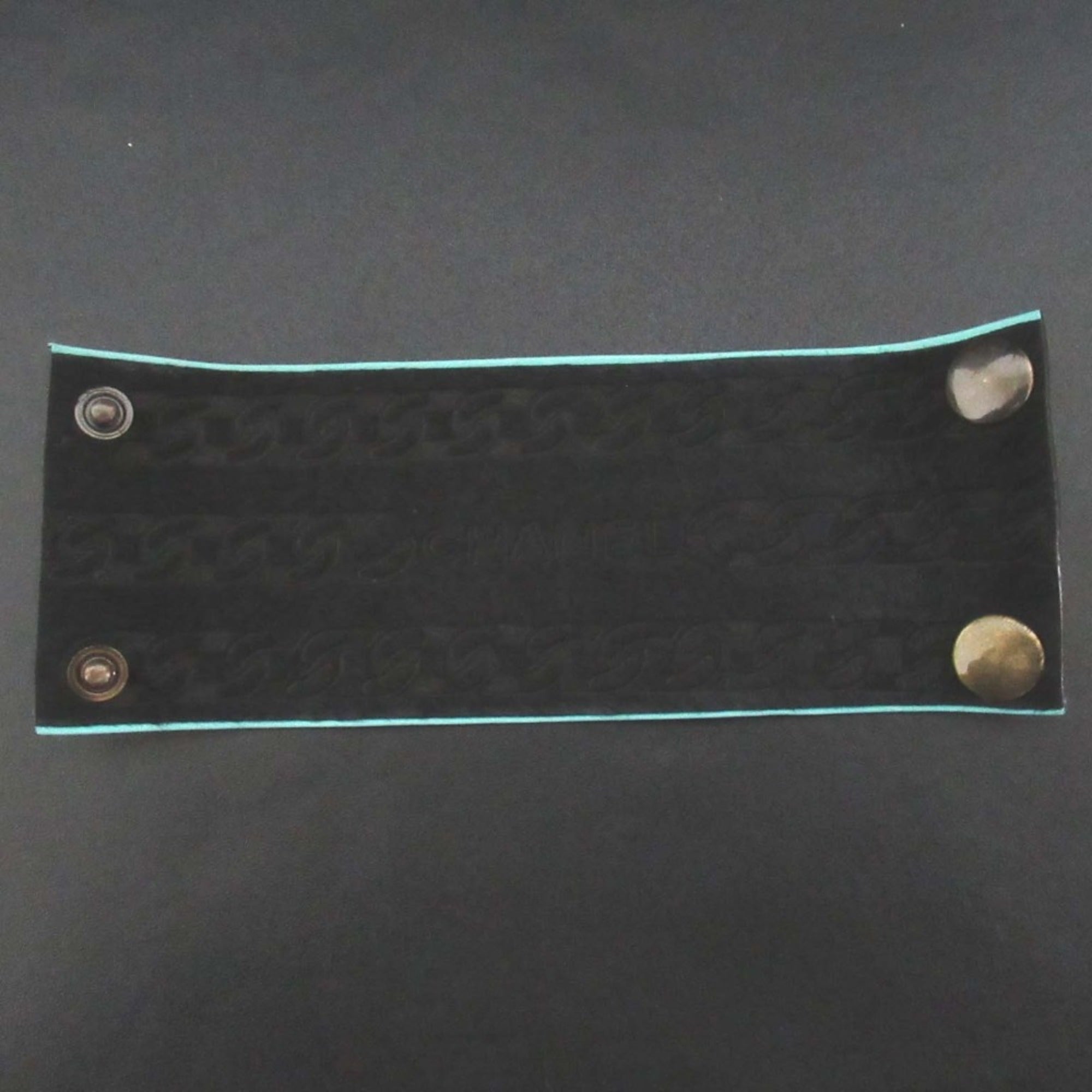 01A CHANEL Harako Leather Wide Bangle Bracelet, Black x Blue, Women's — Like New
