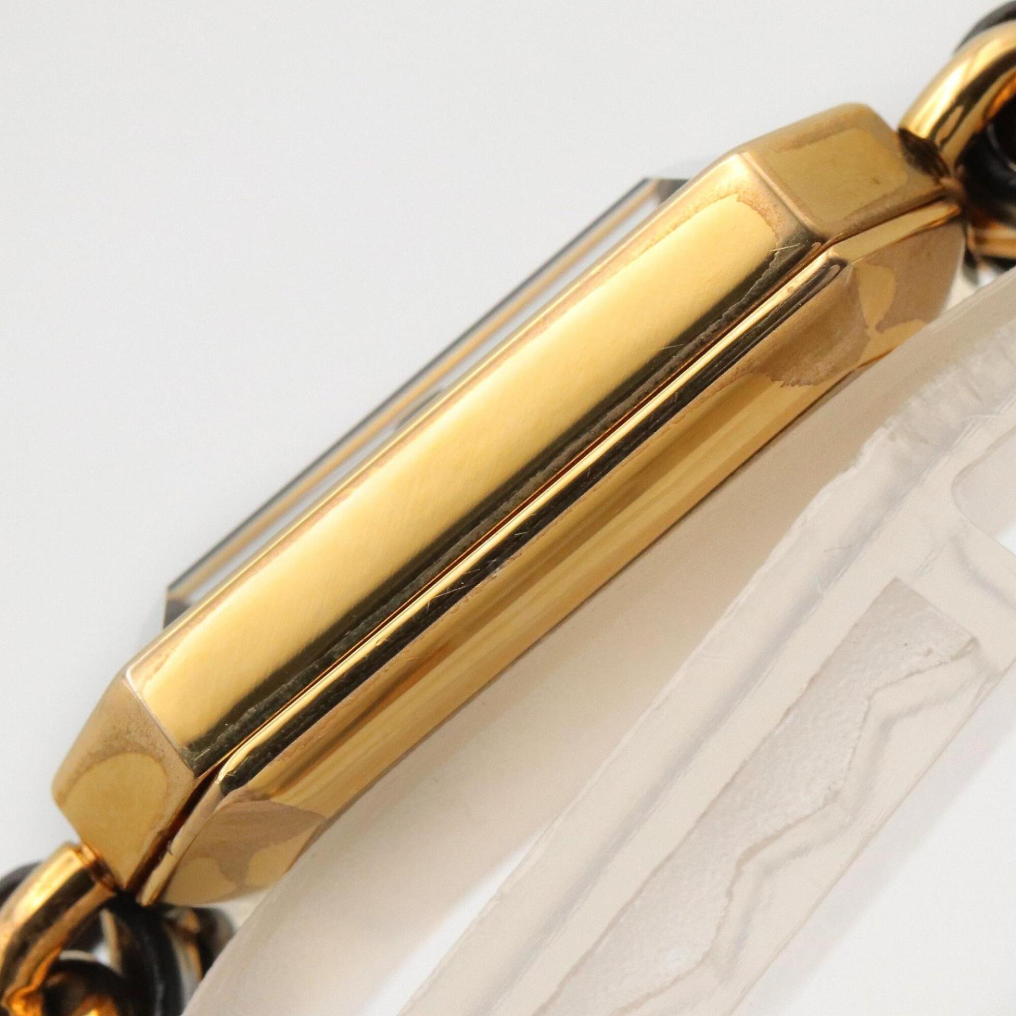 Chanel CHANEL Première S Watch, Gold Plated (GP), Leather Strap, Women's, Black, H0001 — Very Good