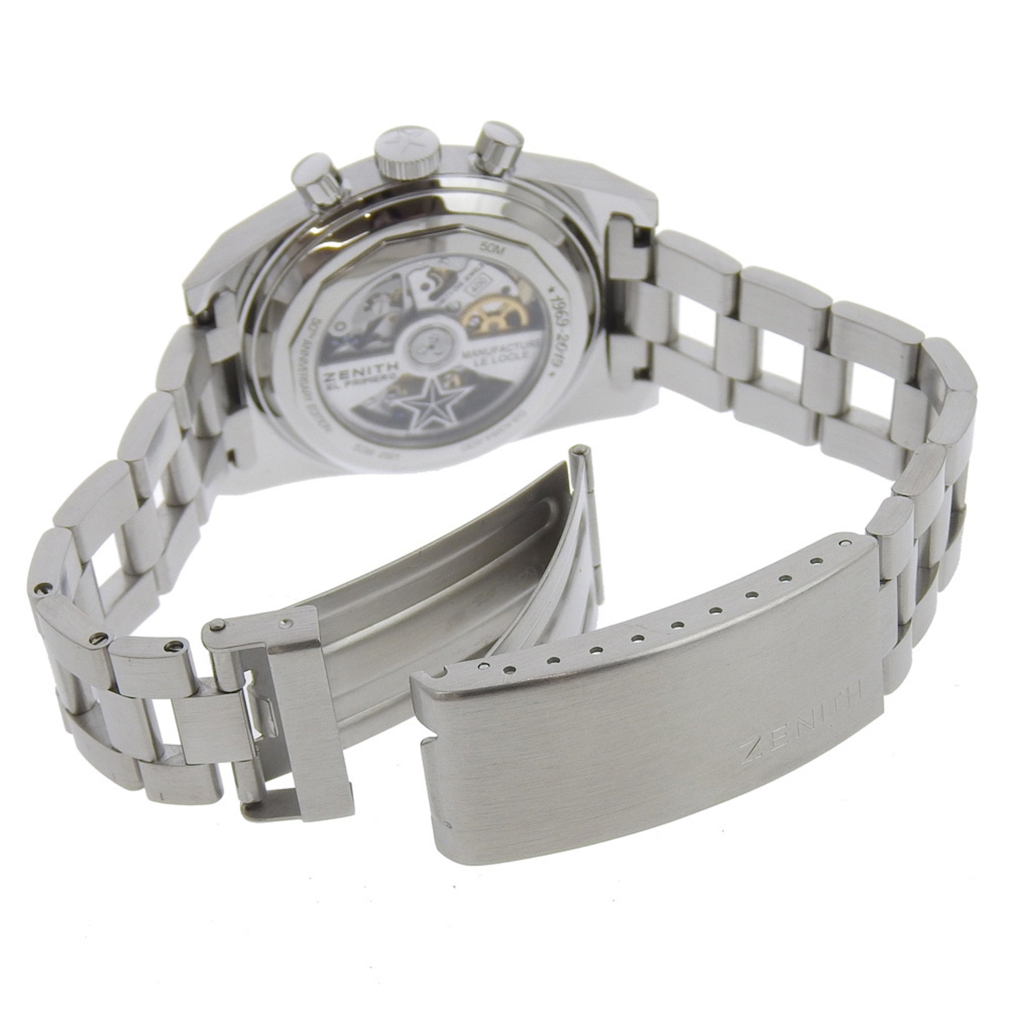 Zenith Chronomaster Revival El Primero Watch 50th Anniversary Limited Edition Model 03.A384.400 Stainless Steel Automatic Chronograph White Dial Men's — Very Good