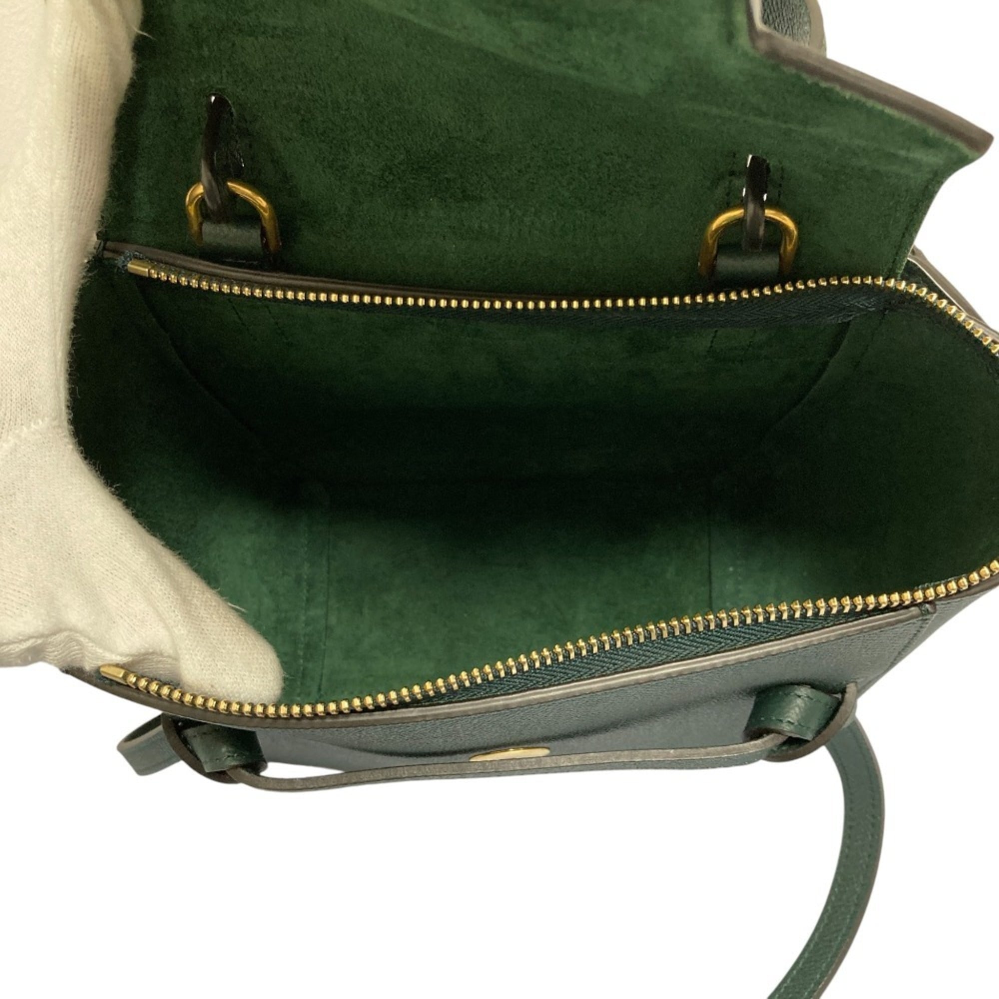 CELINE Nano Belt Bag, 2-Way Shoulder Bag/Handbag, Green, Women's — Like New