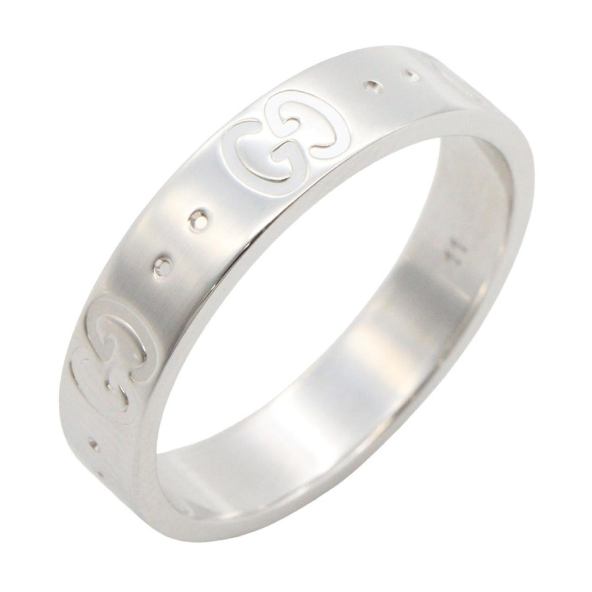 Gucci Icon Ring, 18K White Gold (18KWG), Silver Tone, for Men and Women — Like New