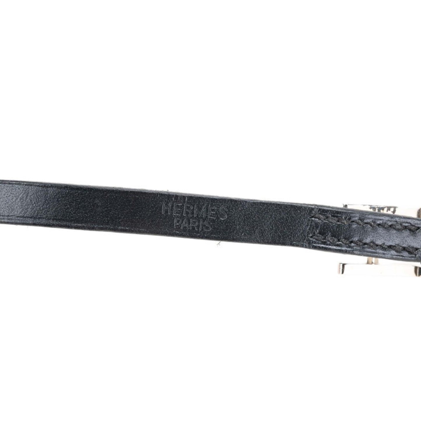 Hermes Api 3 Long Bracelet Choker in Black and Silver Leather for Women