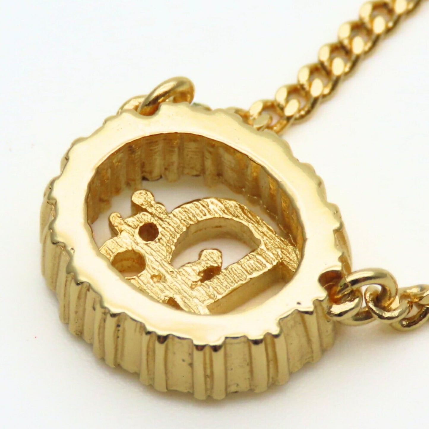 Christian Dior Necklace, Metal, Rhinestone, Gold Plated, GP, Women's,