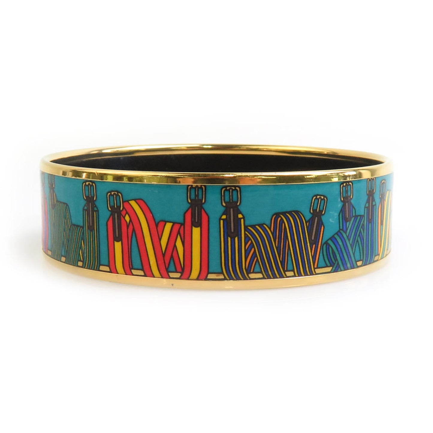 Hermes Hermès bangle bracelet in enamel, metal, gold, blue, and multicolor, women's, e60863g
