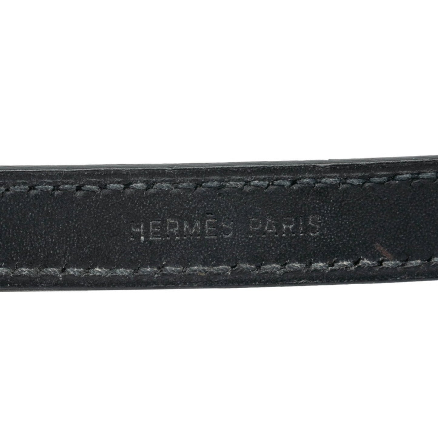 Hermes Hermès Serie Looping Bracelet in Black with Silver Hardware, Leather and Metal, Women's